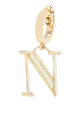 English Letter N Charm, 18k Yellow Gold